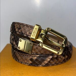 NWOT TOD’S Brown Snakeskin Leather skinny Belt ~ Size 80